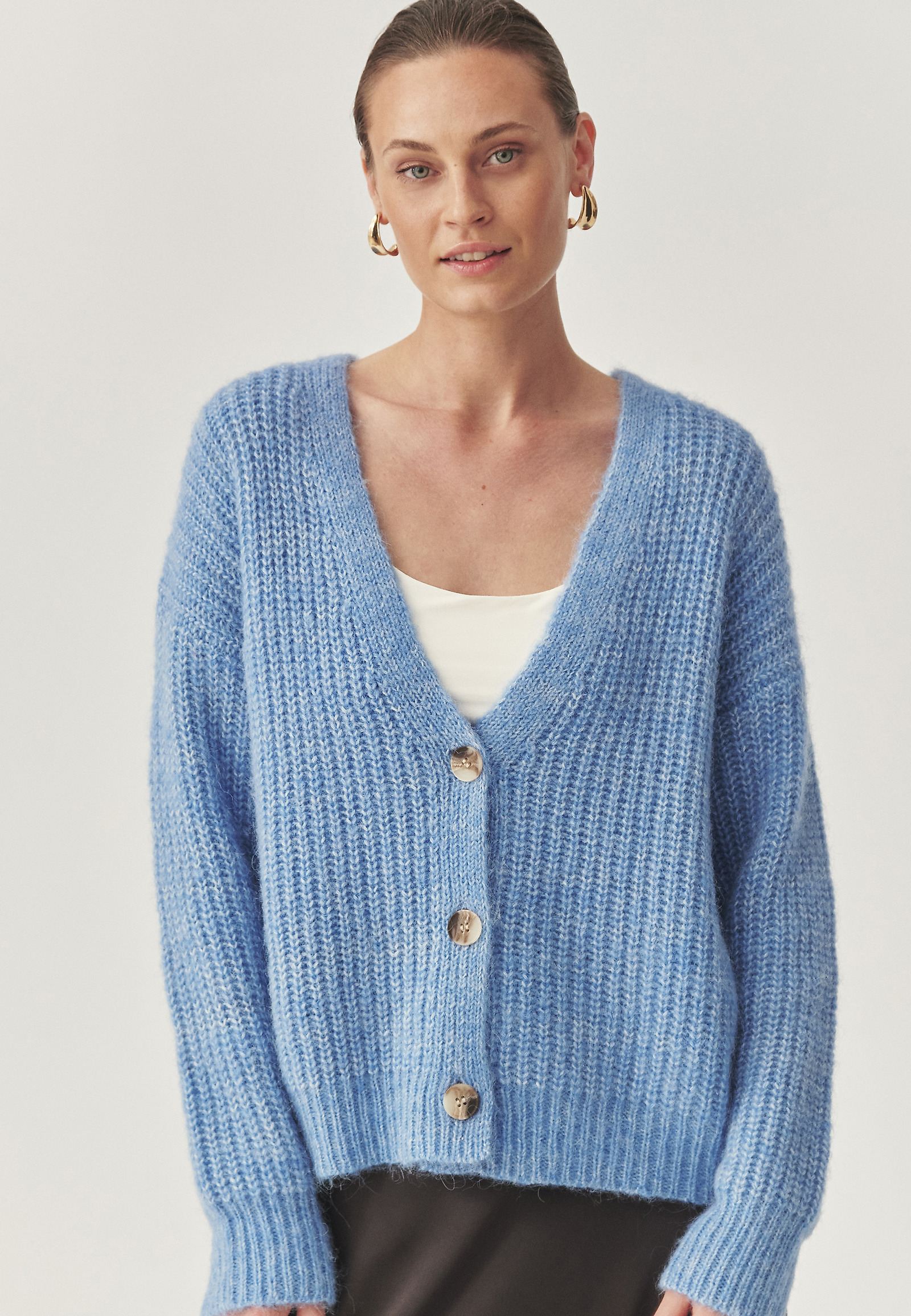 WOOL AND ALPACA CARDIGAN - ADISON WOOL AND ALPACA CARDIGAN - ADISON BLUE 114807