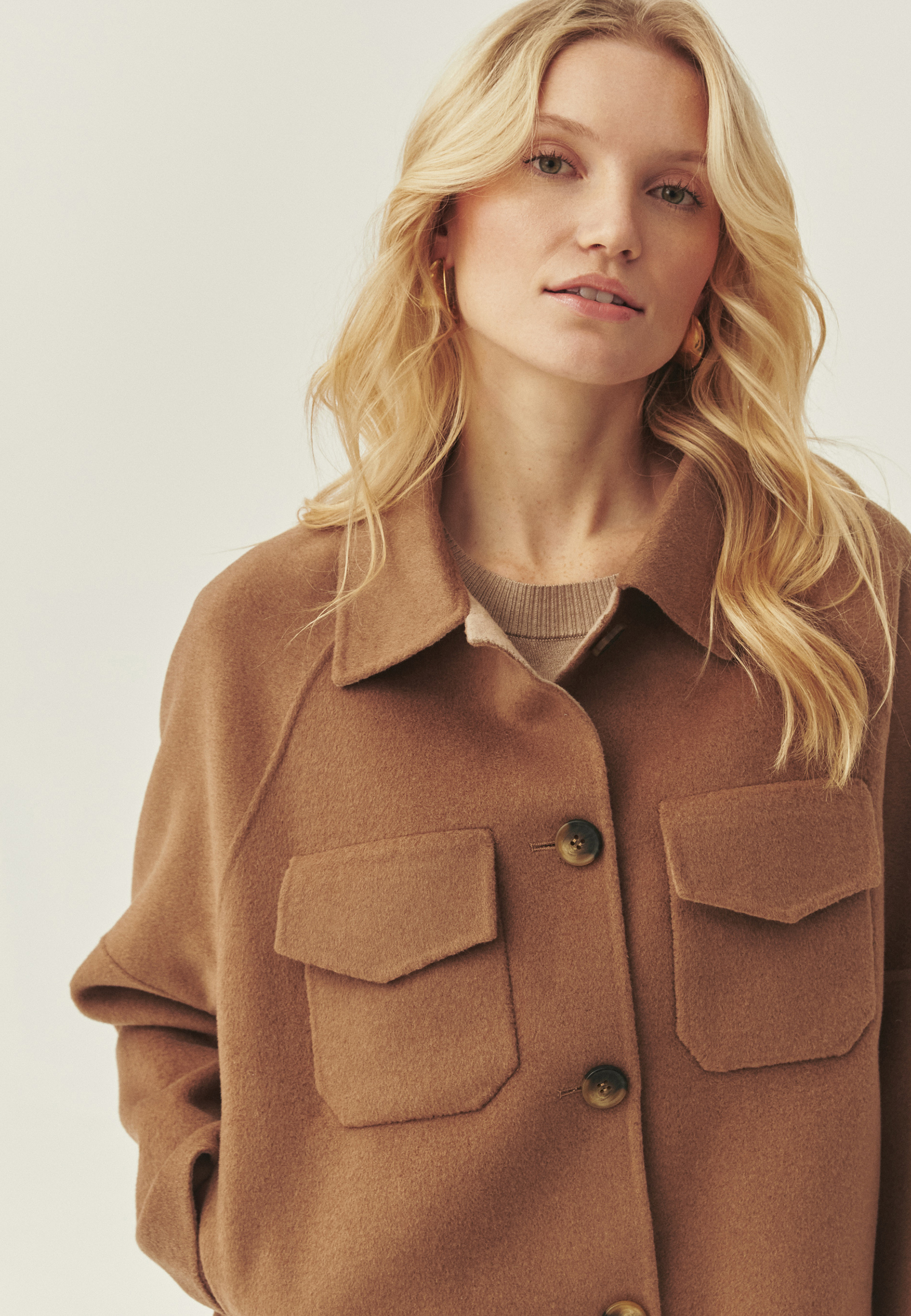 CASUALOWA KURTKA Z WEŁNĄ - KRISTA BRĄZOWY 2