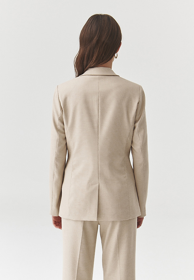 WAIST-LENGTH BLAZER IN A FINE CHECK PATTERN — LAMIZA WAIST-LENGTH BLAZER IN A FINE CHECK PATTERN — LAMIZA ECRU 4
