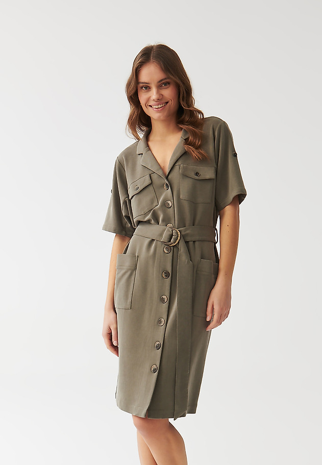 LADIES’ SHIRTDRESS WITH ADDITIONAL BELT - ZOE LADIES’ SHIRTDRESS WITH ADDITIONAL BELT - ZOE KHAKI 3