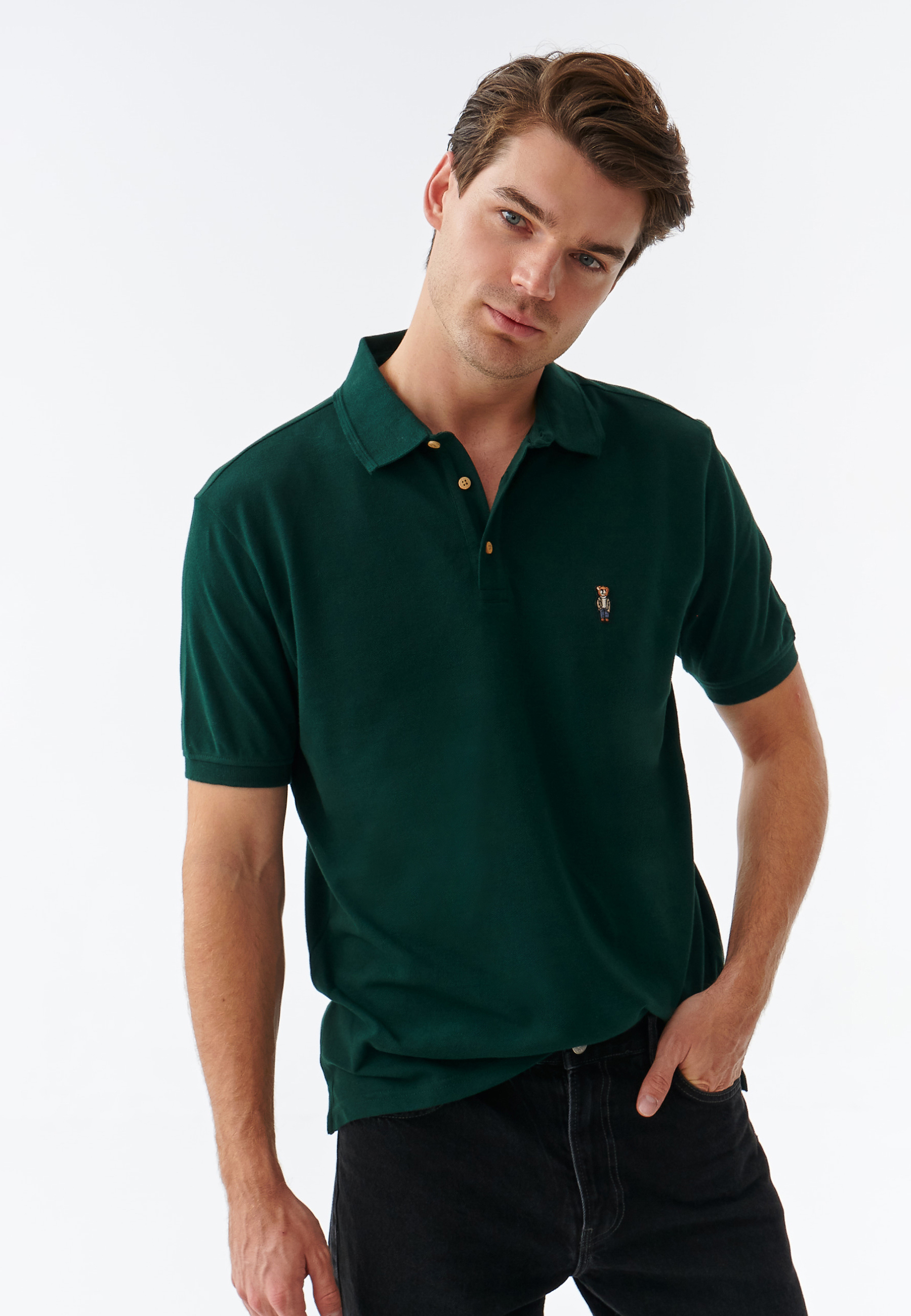 MĘSKA KOSZULA DZIANINOWA TYPU POLO Z NASZYWKĄ Z MISIEM USZATKIEM JAY