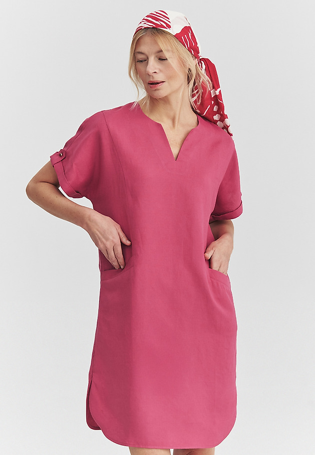 A LOOSE-FIT DRESS WITH LINEN - ANAIS color PINK A LOOSE-FIT DRESS WITH LINEN - ANAIS color PINK