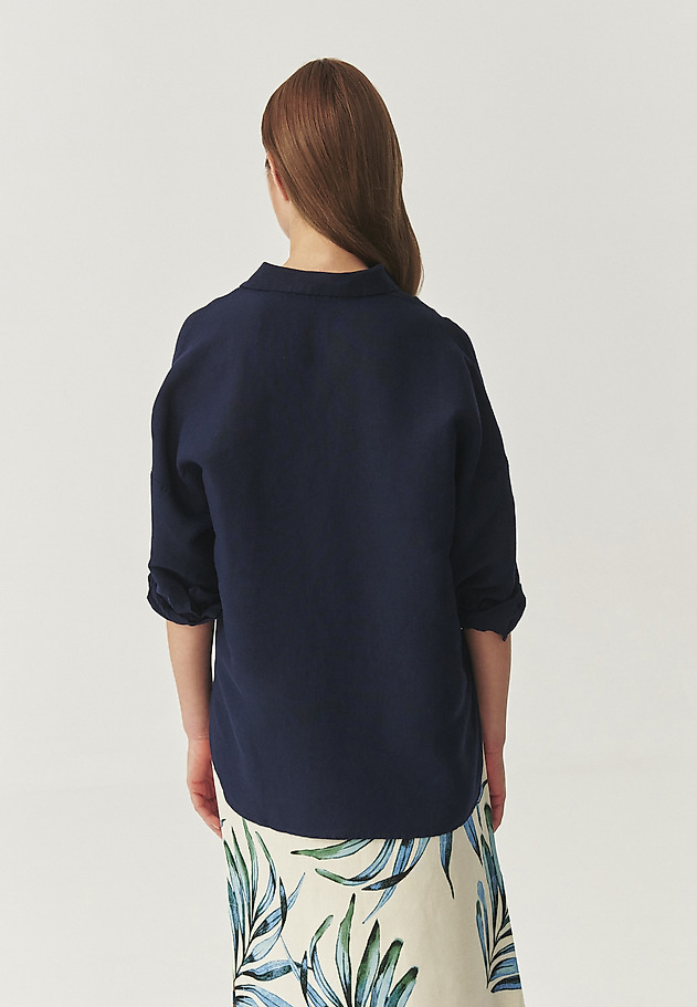 LOOSE SHIRT WITH LINEN AND VISCOSE - SISI LOOSE SHIRT WITH LINEN AND VISCOSE - SISI NIEBIESKI 3