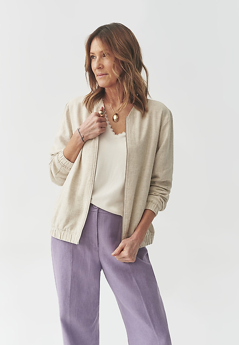 WOVEN FLAY-COTTON BOMBER — ETIA BEIGE 2
