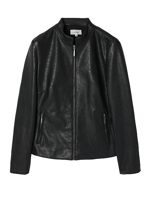 LADIES’ JACKET MADE FROM LEATHER-LOOK FABRIC - BAMI BLACK 2