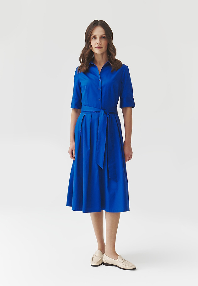 SHORT-SLEEVED FLARED MIDI DRESS — NIKI SHORT-SLEEVED FLARED MIDI DRESS — NIKI BLUE 2