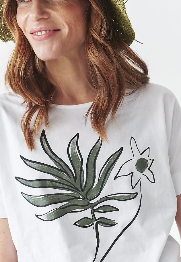 COTTON T-SHIRT WITH FLORAL PRINT - LALI COTTON T-SHIRT WITH FLORAL PRINT - LALI BIAŁY 4