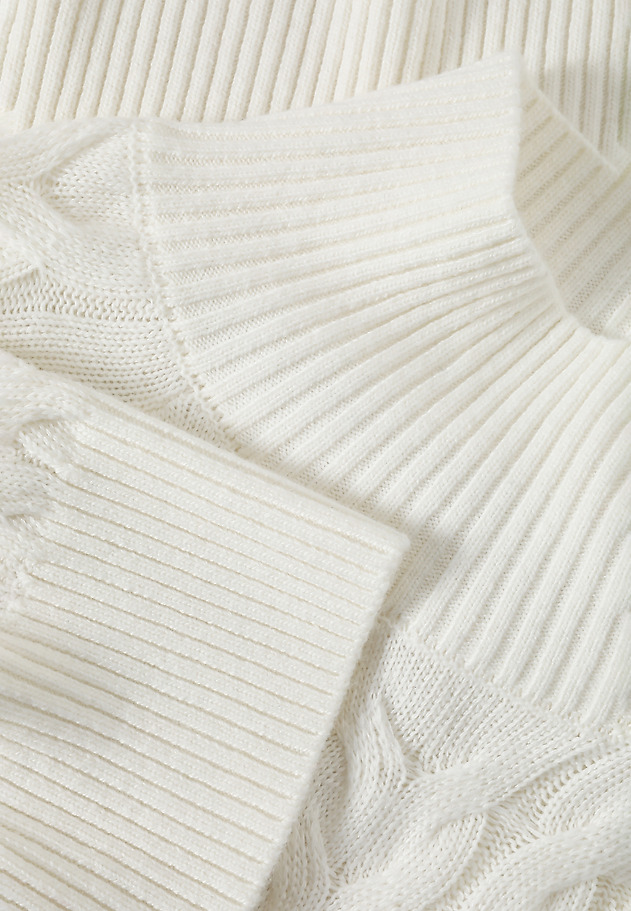 SWETER DAMSKI Z SZEROKIMI RĘKAWAMI I STRUKTURALNYM WZOREM — WILLA SWETER DAMSKI Z SZEROKIMI RĘKAWAMI I STRUKTURALNYM WZOREM — WILLA ECRU 6