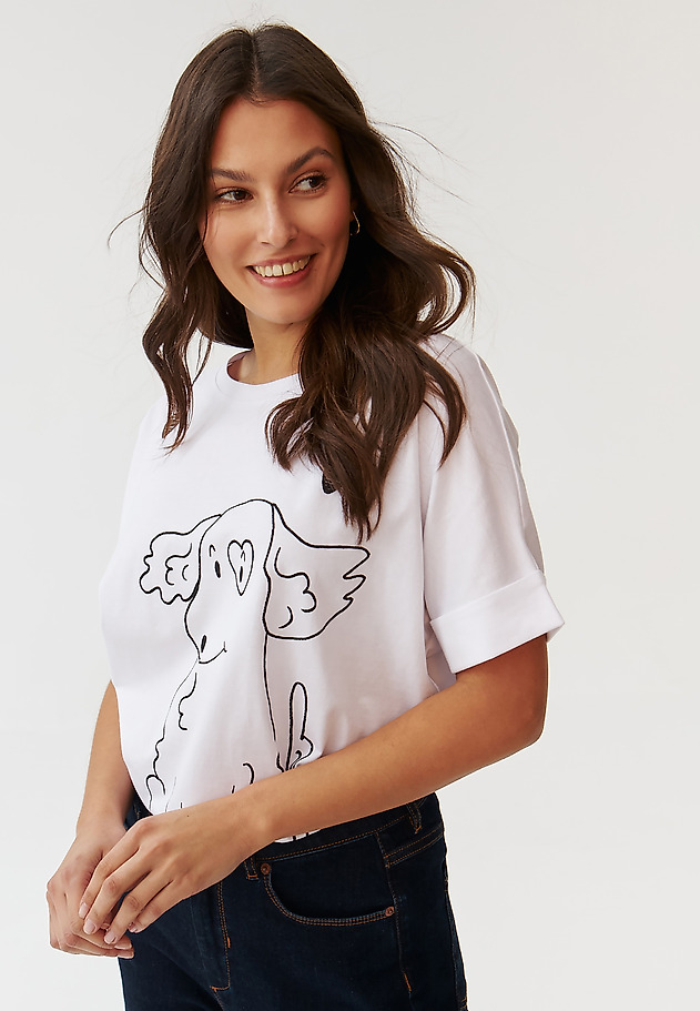 TRICOU LEJER DE DAMĂ, CU MOTIV LINIAR DE CÂINE - LIKE TRICOU LEJER DE DAMĂ, CU MOTIV LINIAR DE CÂINE - LIKE ALB 5