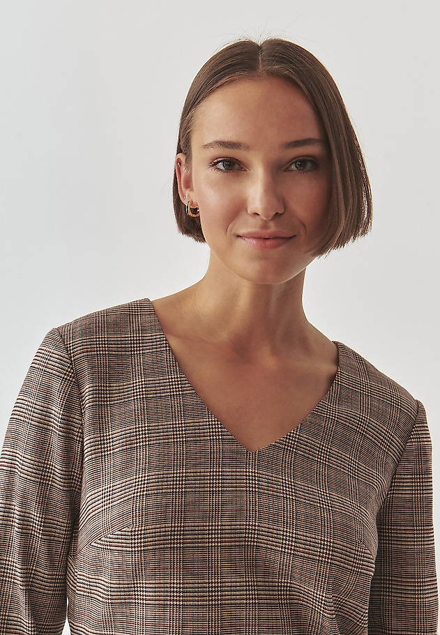 ELEGANT CHECKERED FABRIC DRESS - KOLUMI ELEGANT CHECKERED FABRIC DRESS - KOLUMI MULTIKOLOR 4