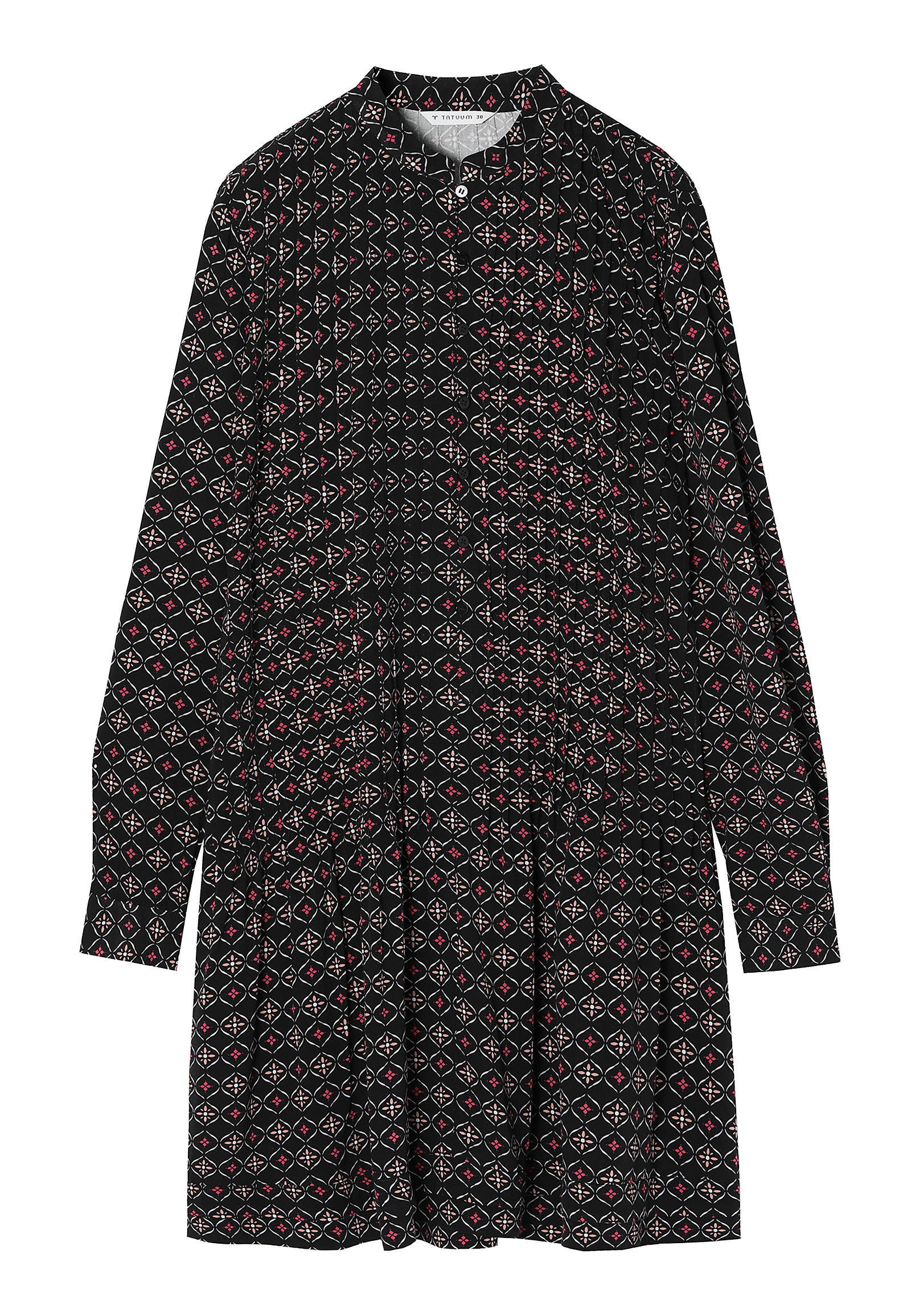 PATTERNED LADIES’ DRESS WITH A STAND-UP COLLAR LILI PATTERNED LADIES’ DRESS WITH A STAND-UP COLLAR LILI MULTICOLOR 92023