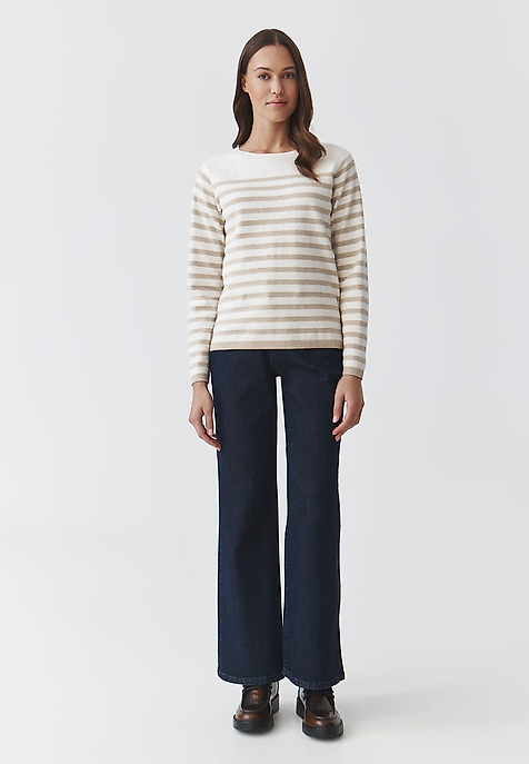 CLASSIC LADIES' STRIPED JUMPER WITH A BOAT NECKLINE — TELMA MULTICOLOR 2