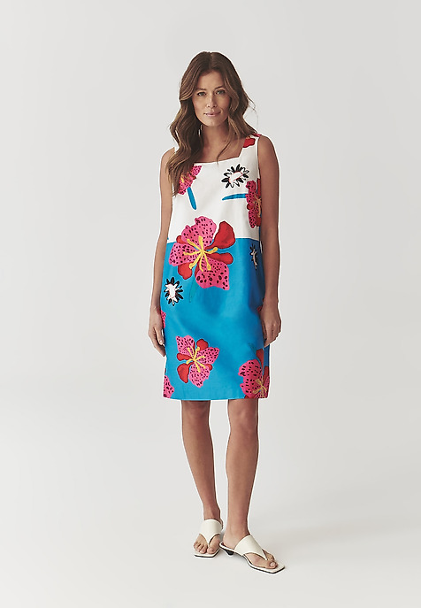 ROCHIE ÎNFLORATĂ, DIN ȚESĂTURĂ, FĂRĂ MÂNECI - ROKNA MULTICOLOR 2