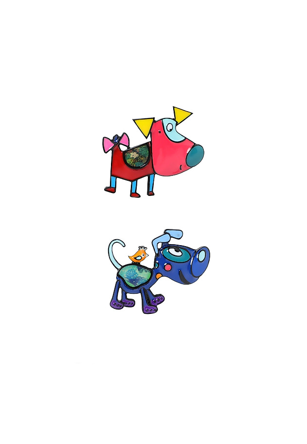 DECORATIVE PIN WITH ANIMAL MOTIF - BUDDIES DECORATIVE PIN WITH ANIMAL MOTIF - BUDDIES GRANATOWY 1