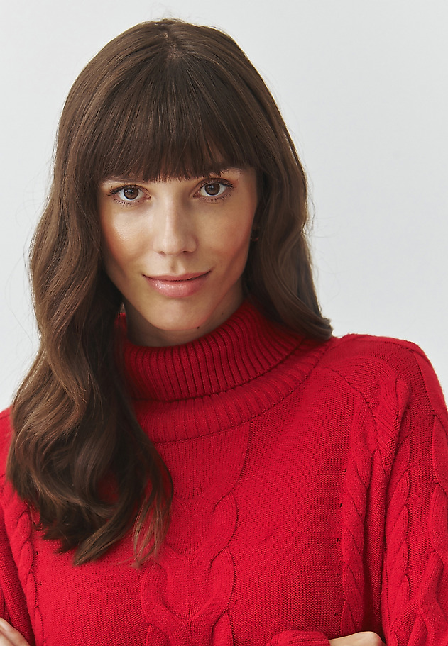 LADIES' SWEATER WITH TURTLENECK AND STRUCTURED PATTERN — EVEREST 1 LADIES' SWEATER WITH TURTLENECK AND STRUCTURED PATTERN — EVEREST 1 CZERWONY 5