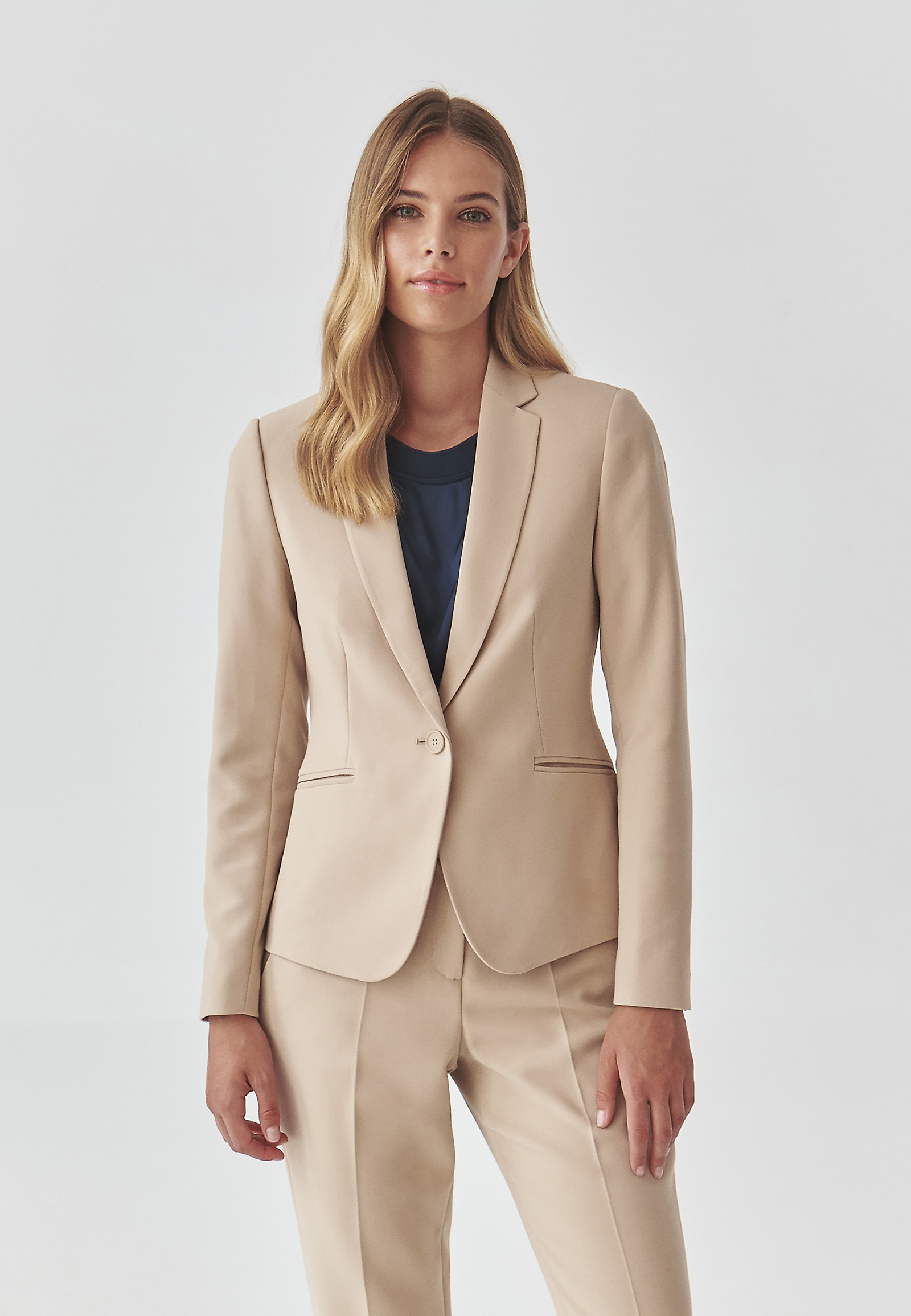 LADIES' BLAZER WITH A FRONT BUTTON EWIA color BEIGE - Main Image