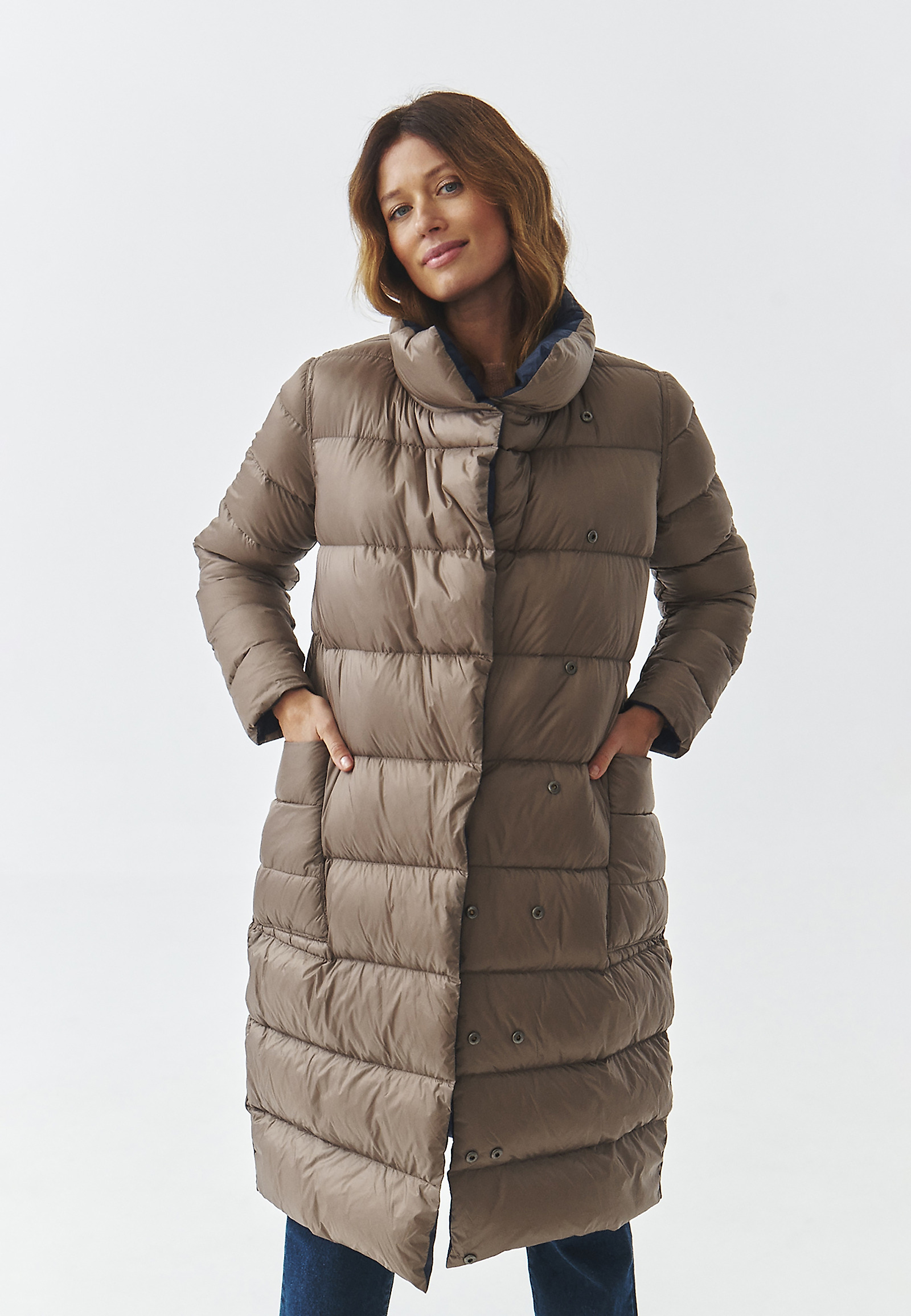 PALTON DE DAMĂ, DIN ȚESĂTURĂ, CU MATLASARE - AKO PALTON DE DAMĂ, DIN ȚESĂTURĂ, CU MATLASARE - AKO BLEUMARIN 100802