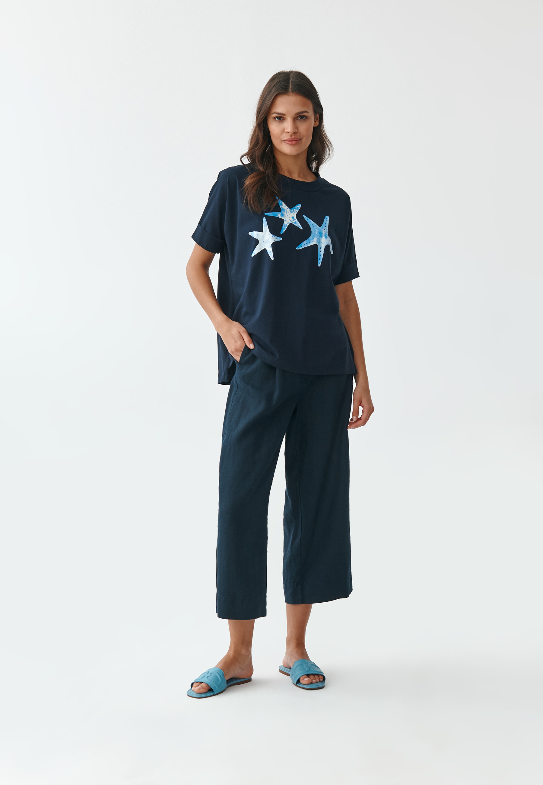 BAWEŁNIANY T-SHIRT DAMSKI LIKE 9 GRANATOWY 2