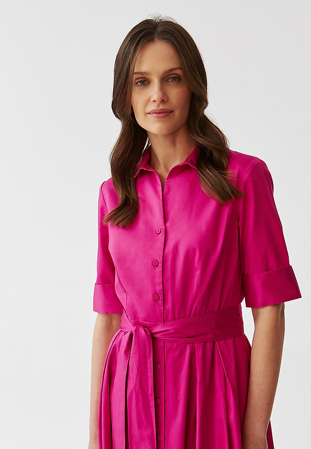 LADIES’ BUTTONED DOWN MIDI DRESS WITH A BELT - NIKI LADIES’ BUTTONED DOWN MIDI DRESS WITH A BELT - NIKI PINK 4