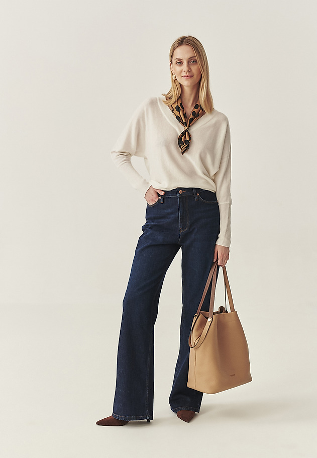 CASUAL JUMPER WITH WOOL AND CASHMERE BLEND - PONNO CASUAL JUMPER WITH WOOL AND CASHMERE BLEND - PONNO ECRU 3