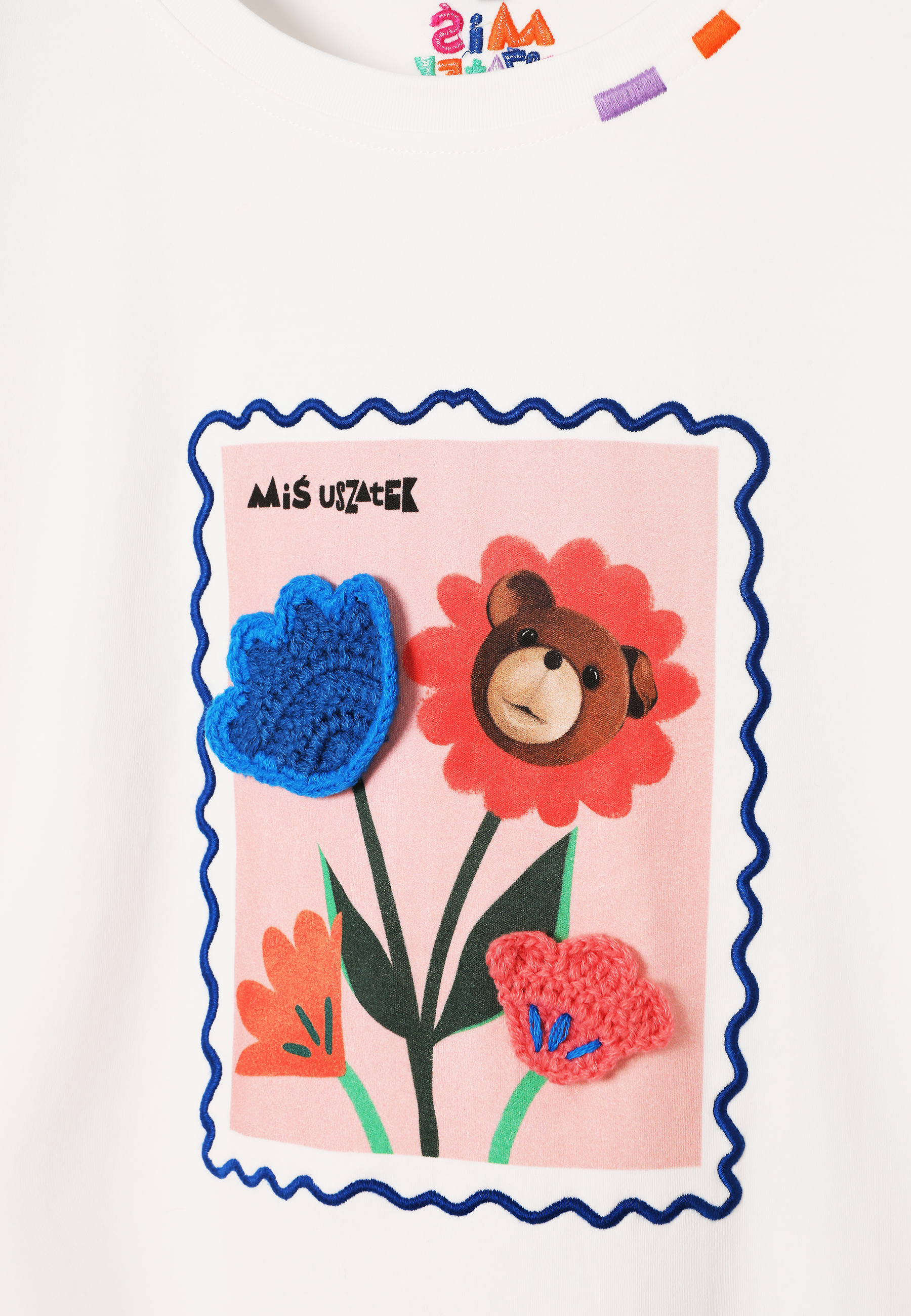 BAWEŁNIANY T-SHIRT Z AUTORSKIM NADRUKIEM - VILO 1 ECRU 2