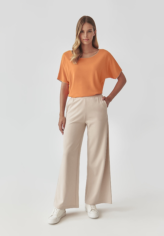 KIMONO BLUZA S KONTRASTNIMI TRAKOVI - ESTETINA KIMONO BLUZA S KONTRASTNIMI TRAKOVI - ESTETINA ORANŽNA 2