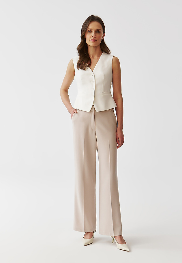 PANTALONI ELEGANȚI DE DAMĂ, DIN ȚESĂTURĂ, CU CRAC LARG - ZARIANA 1 PANTALONI ELEGANȚI DE DAMĂ, DIN ȚESĂTURĂ, CU CRAC LARG - ZARIANA 1 BEJ 1