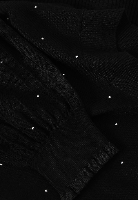 CZARNY SWETER Z BŁYSZCZĄCYMI APLIKACJAMI - MESHY CZARNY 2