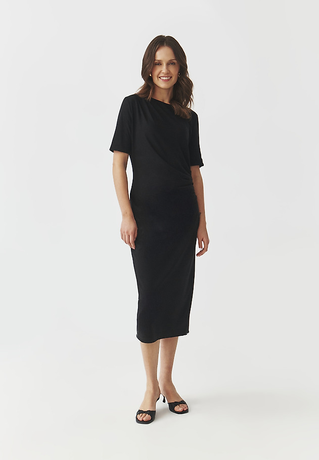 FITTED MIDI DRESS WITH PLEATING — PRIMROSE FITTED MIDI DRESS WITH PLEATING — PRIMROSE CZARNY 2