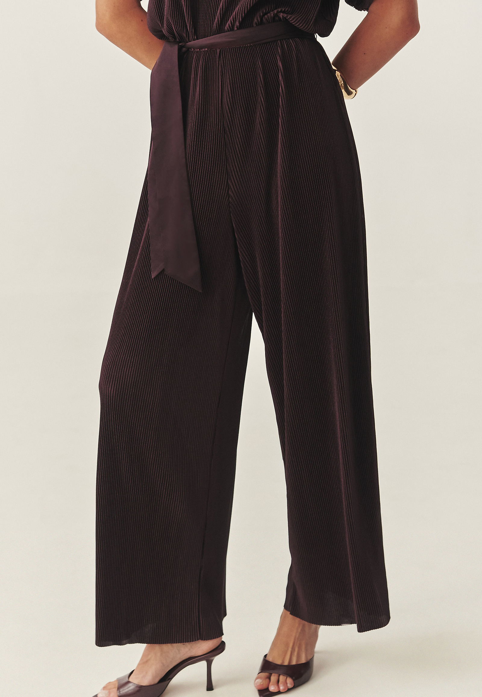 BURGUNDY WIDE-LEG JUMPSUIT - MILOUTI BURGUNDY WIDE-LEG JUMPSUIT - MILOUTI RED 118284