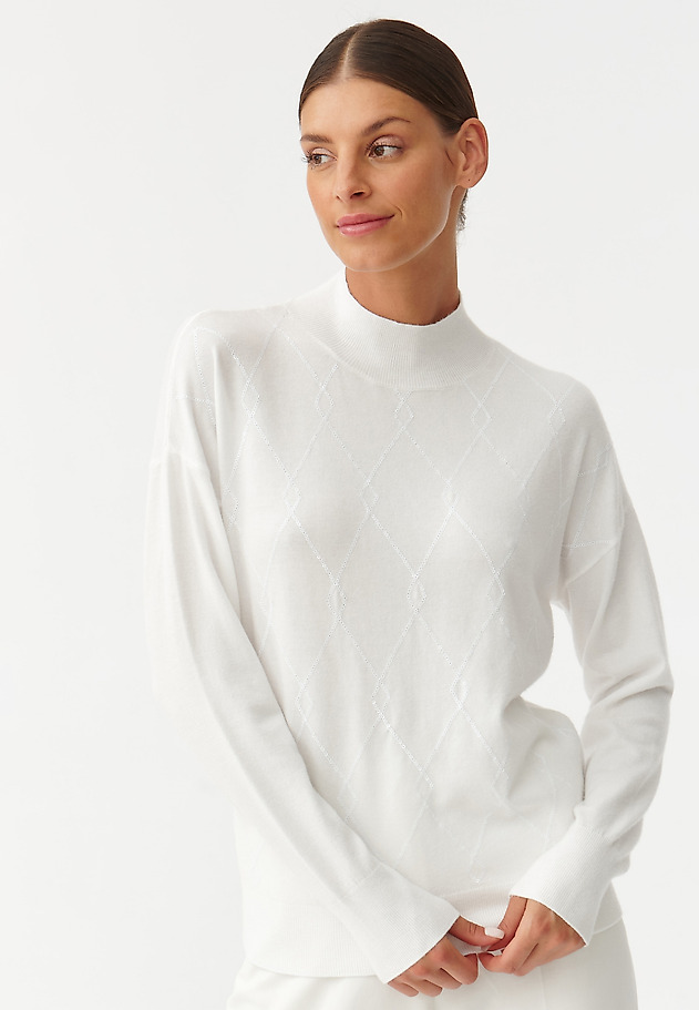 SWETER DAMSKI W CEKINOWE ROMBY CEKIRO SWETER DAMSKI W CEKINOWE ROMBY CEKIRO BIAŁY 6