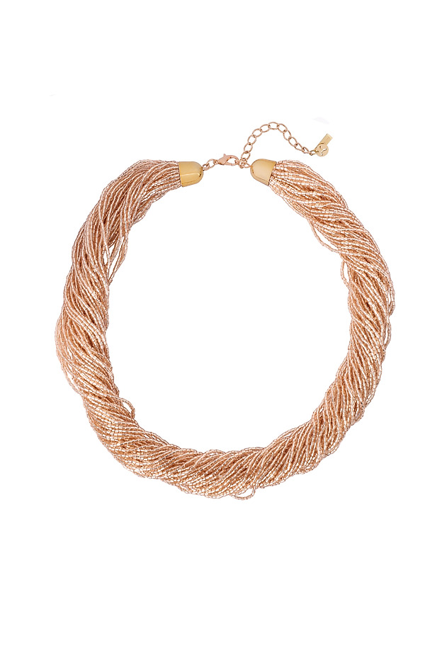ELEGANT GLASS BEAD NECKLACE— ALVIKA 2 ELEGANT GLASS BEAD NECKLACE— ALVIKA 2 BEŻOWY 1