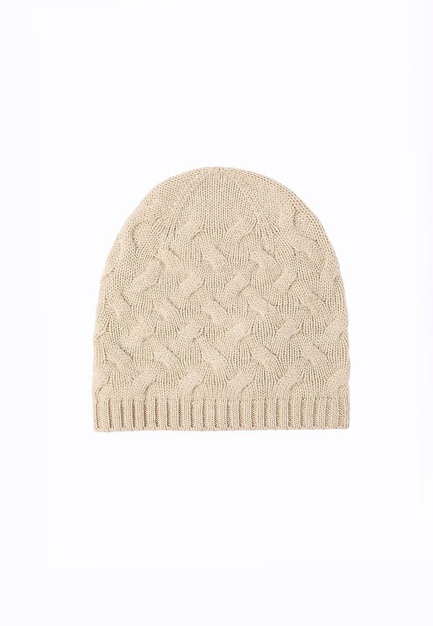 KNITTED LADIES' CAP IN WOOL AND CASHMERE - FINKA KNITTED LADIES' CAP IN WOOL AND CASHMERE - FINKA BEIGE 2