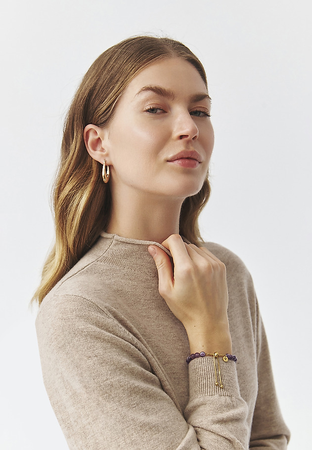AMETHYST BRACELET WITH GOLD ACCENTS — SEZA AMETHYST BRACELET WITH GOLD ACCENTS — SEZA PURPLE 1