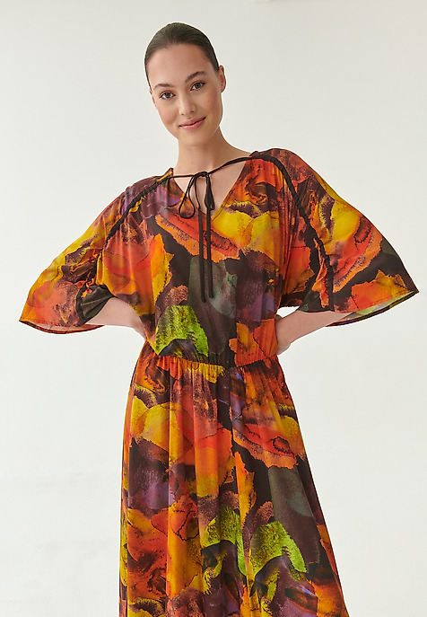 ROCHIE MIDI DE DAMĂ CU CORDON PEZANI MULTICOLOR 2