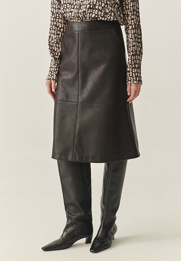 IMITATION LEATHER MIDI SKIRT - SANO IMITATION LEATHER MIDI SKIRT - SANO BROWN 6