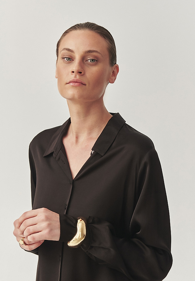 SATIN VISCOSE SHIRT - NIKA 1 SATIN VISCOSE SHIRT - NIKA 1 BROWN 4