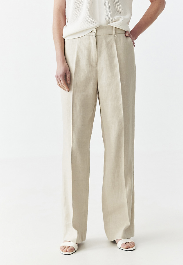 LINEN WIDE-LEG TROUSERS WITH A CREASE - LANTO LINEN WIDE-LEG TROUSERS WITH A CREASE - LANTO BEŻOWY 2