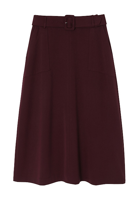 WOVEN MIDI SKIRT WITH BELT - ORMITE 2 RED 2