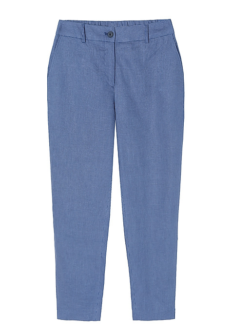 LADIES’ LINEN TROUSERS IN LIGHT DOTS PATTERN - MILONI BLUE 2