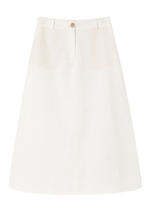 COTTON MIDI SKIRT - PO 2 COTTON MIDI SKIRT - PO 2 WHITE 6