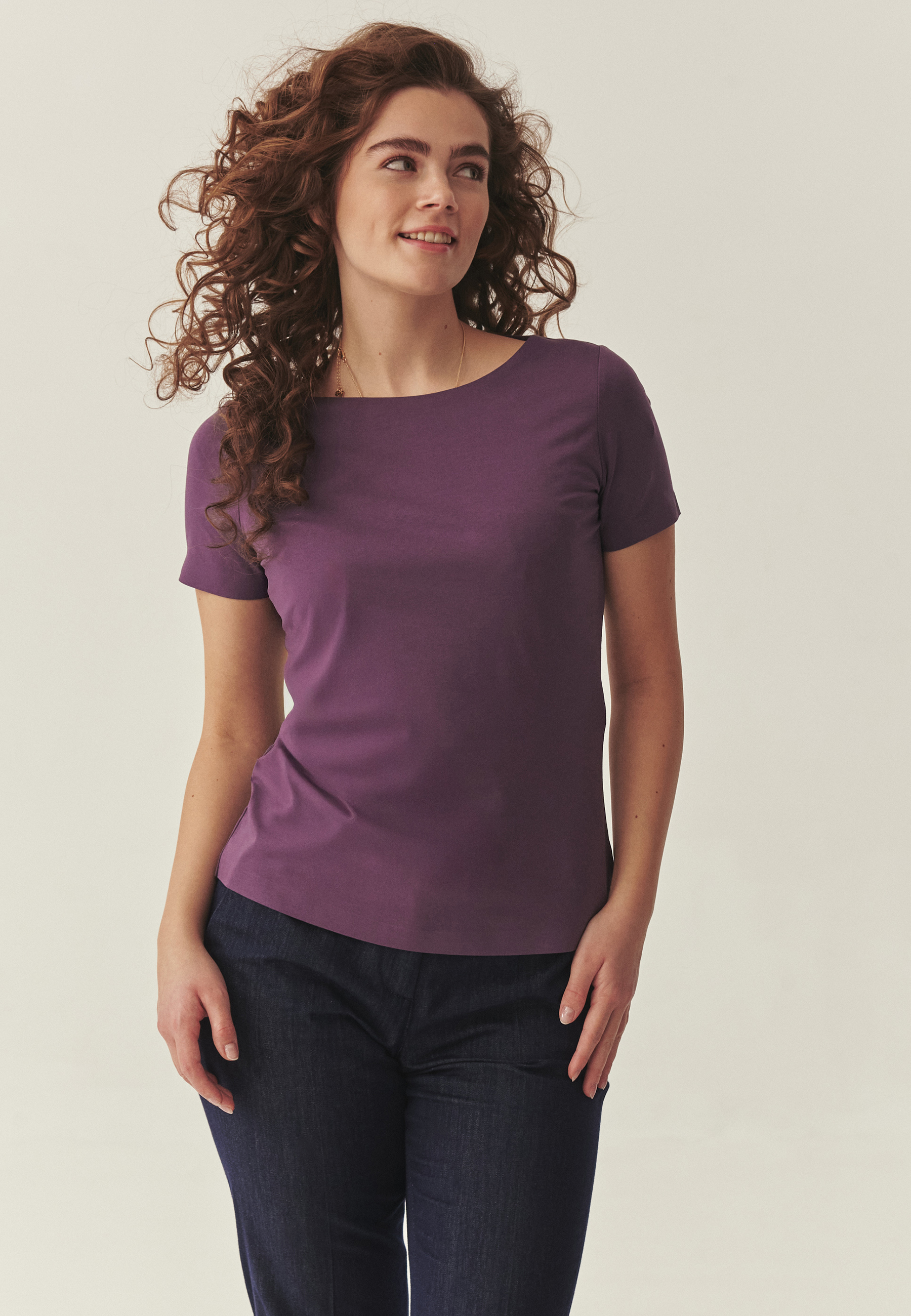 DOPASOWANA BLUZKA Z KLEJONYM WYKOŃCZENIEM - MIKAJA 3 FIOLETOWY 2
