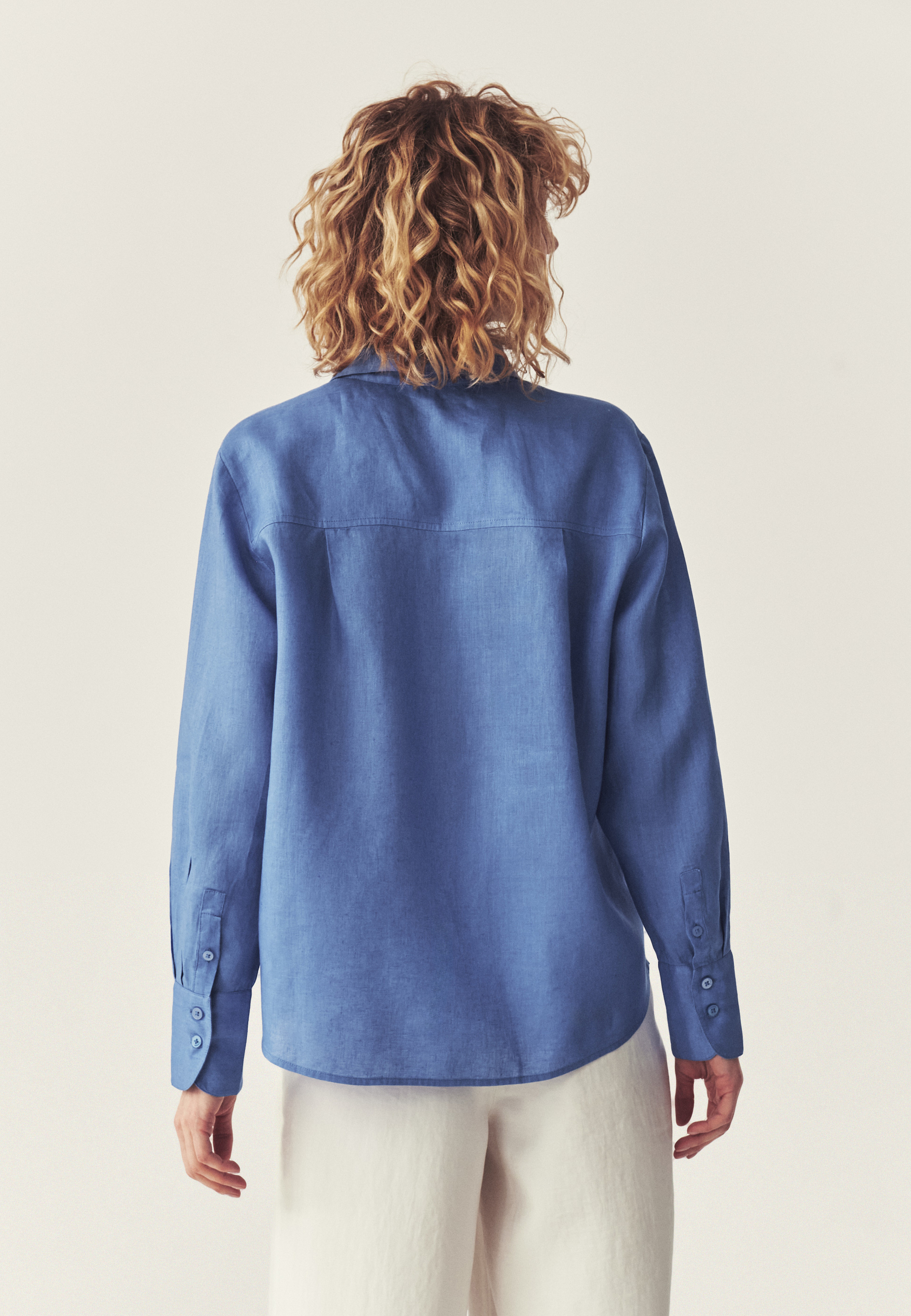 KLASYCZNA KOSZULA Z LNU - ELWI NIEBIESKI 2
