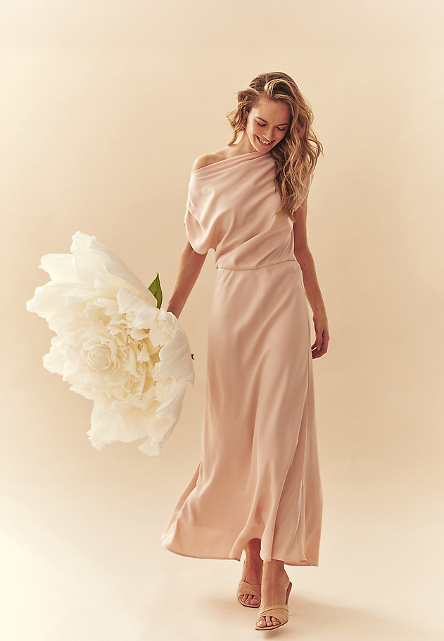 SATIN MAXI DRESS - MAGI color BEIGE SATIN MAXI DRESS - MAGI color BEIGE