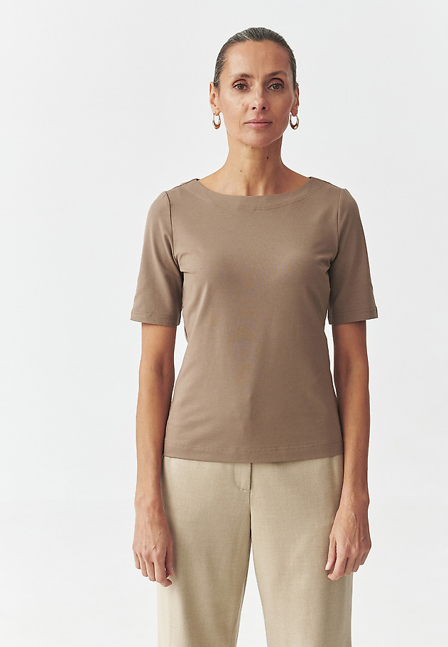 FITTED KNITTED LADY'S BLOUSE — LUMIKO FITTED KNITTED LADY'S BLOUSE — LUMIKO BEIGE 1