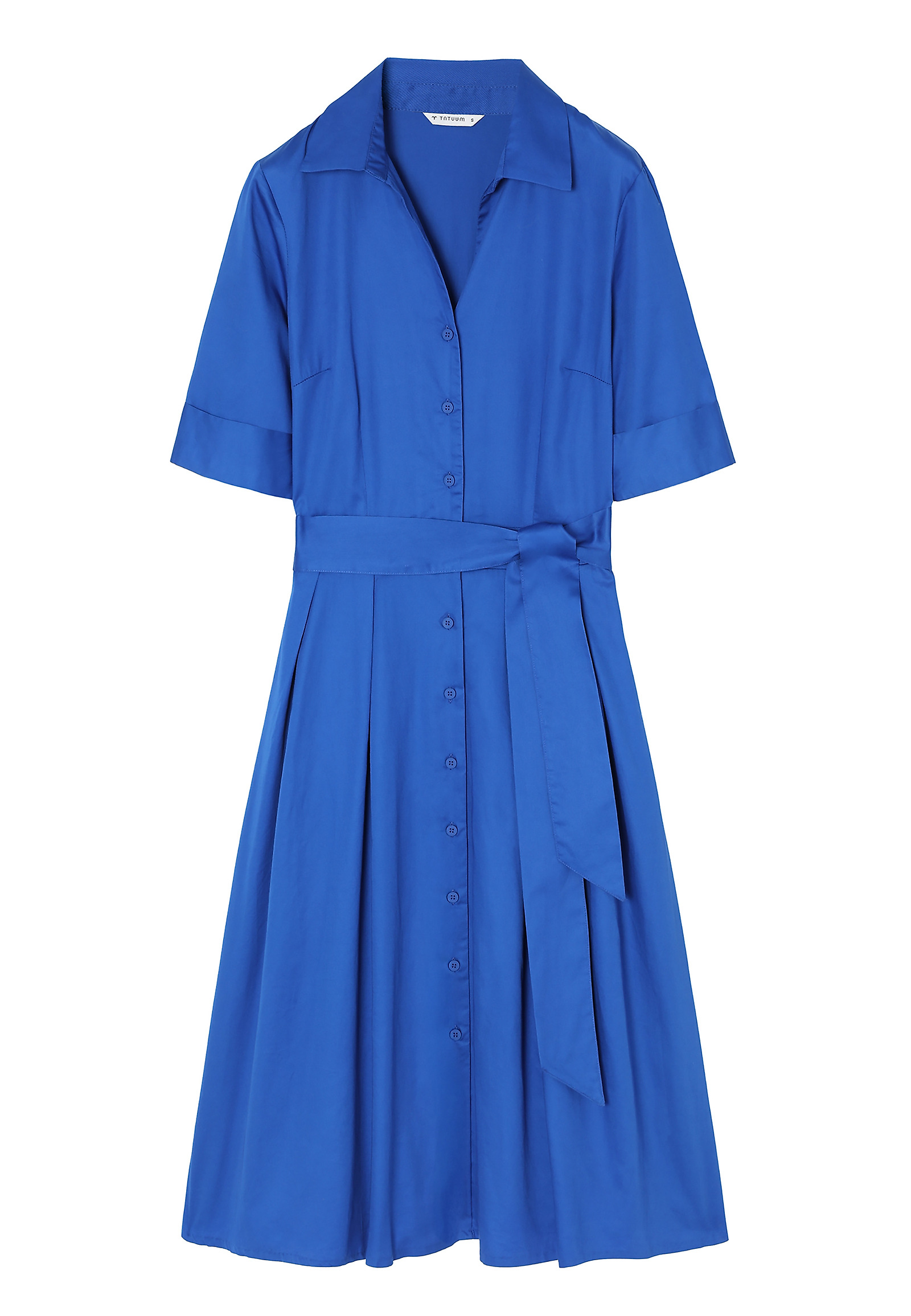 SHORT-SLEEVED FLARED MIDI DRESS — NIKI SHORT-SLEEVED FLARED MIDI DRESS — NIKI BLUE 104620