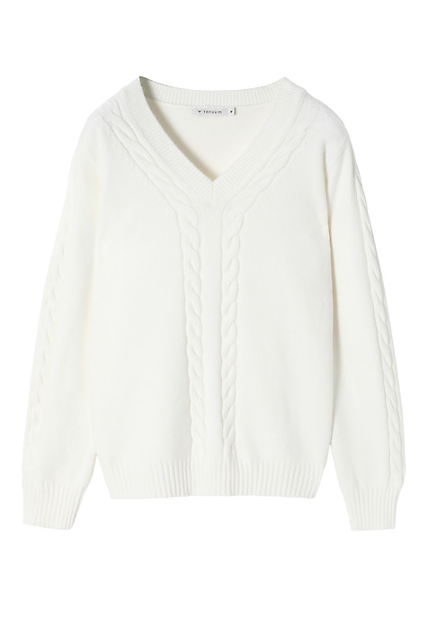 LADIES’ SWEATER IN CABLE KNIT STRUCTURE - WIRA ECRU 2