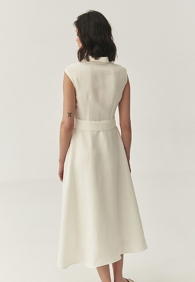 ROCHIE MIDI SCHMISSERIE DIN IN ȘI VISCOZĂ - RONNA ROCHIE MIDI SCHMISSERIE DIN IN ȘI VISCOZĂ - RONNA ECRU 3
