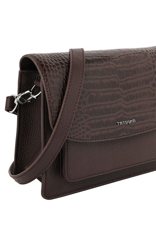 LEATHER MESSENGER BAG WITH EMBOSSING - SAVANNA LEATHER MESSENGER BAG WITH EMBOSSING - SAVANNA BROWN 4