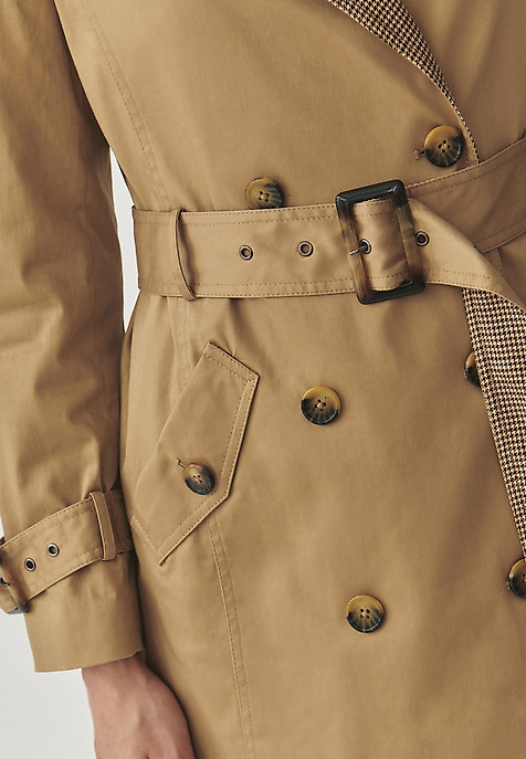 PONADCZASOWY TKANINOWY PŁASZCZ DAMSKI TYPU TRENCZ - MONA BEŻOWY 2